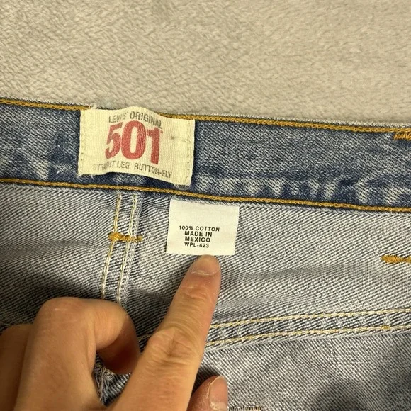 Levi's 501 Jeans Mens 38x30 Blue Straight Leg Button Fly Light Wash Denim NWT